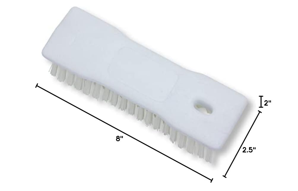SPARTA Comfort Grip Scrub Brush Hand Brush for Bathroom, Kitchens, Countertop, Plastic, 8 Inches, White, (Pack of 6)