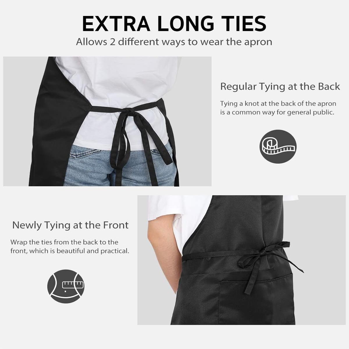 Bringsine 4 Pack Bib Chef Apron - Unisex Aprons with 2 Pockets,Machine Washable Aprons for Men and Women,Kitchen Resistant Cooking BBQ Bulk(Gray)