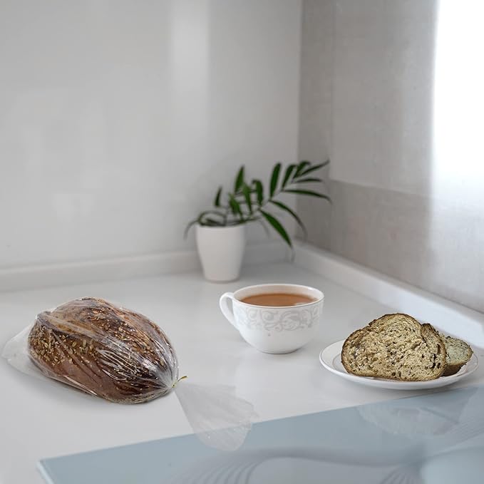 Bread Bags with Ties, Reusable, 100 Clear Bags and 100 Ties