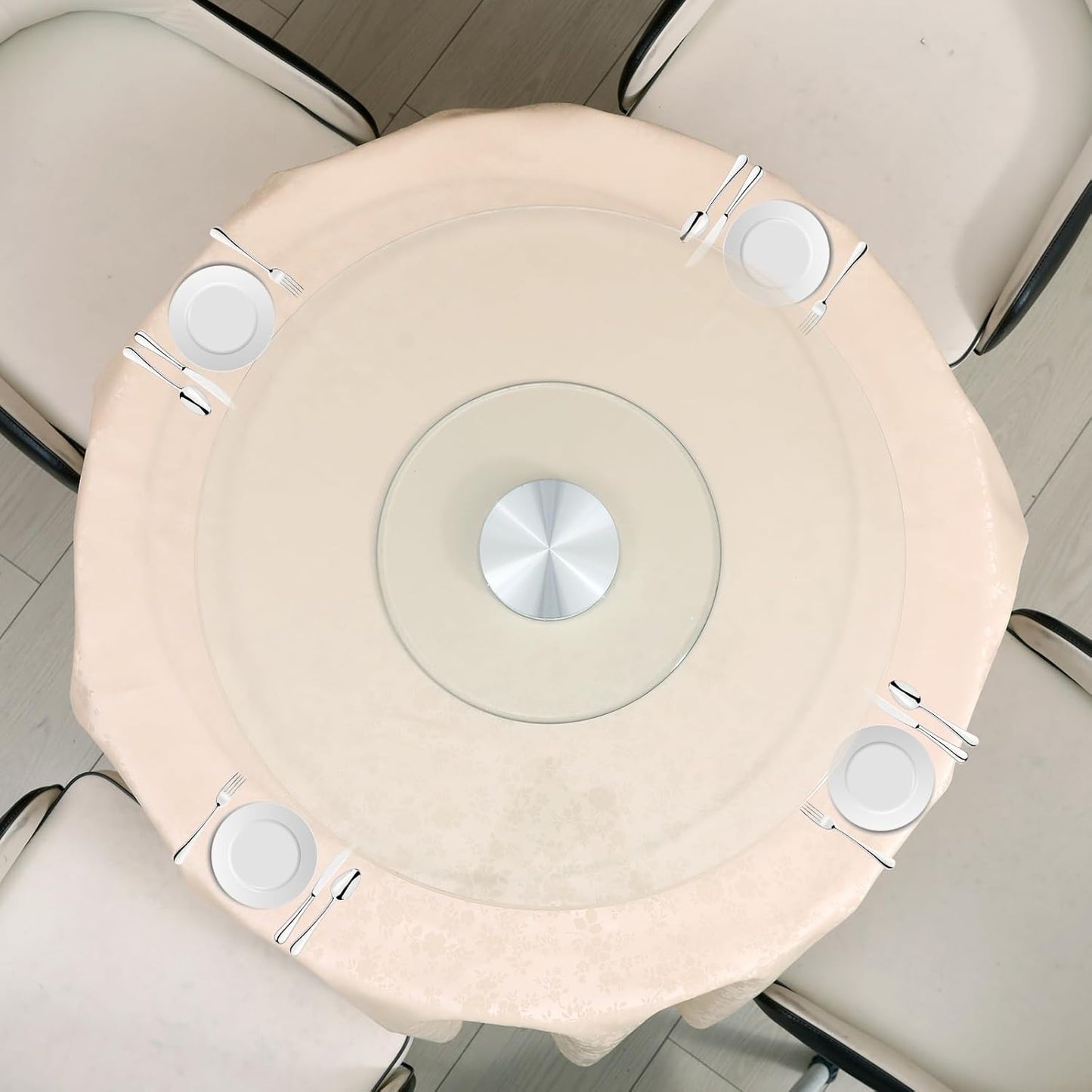 40-Inch Lazy Susan Turntable for Dining Table, Tempered Glass, 360° Rotation, Anti-Tip Design, Perfect for Parties, Weddings, and Family Dinners (40 inch)