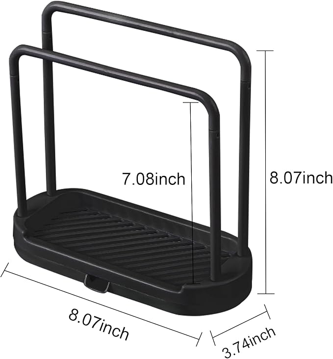 Kitchen Sink Rack Tray Organizer Stand for Sponge, Dish Cloth, Rag, Brush, Scrubber Storage and Organization (Black)