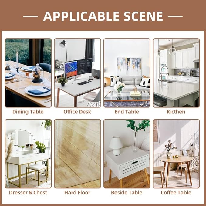Warmstar Clear Table Cover Protector 34 x 72 Inch,1.5mm Thick Plastic Table Cover Rectangle,PVC Clear Table Protector,Desk Protector Mat for Kitchen, Dresser, Writing Desk,Dining Room Table