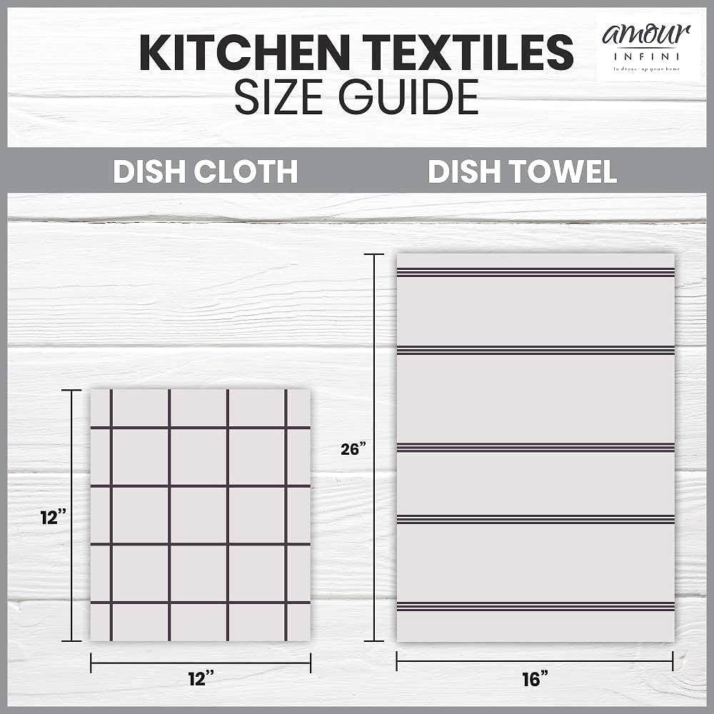 AMOUR INFINI Kitchen Towels Pack of 4 - Absorbent, Quick Drying Premium Cotton Tea Towel - Kitchen Linens 16x28 Inch Dish Towels with Hanging Loop (Yellow)
