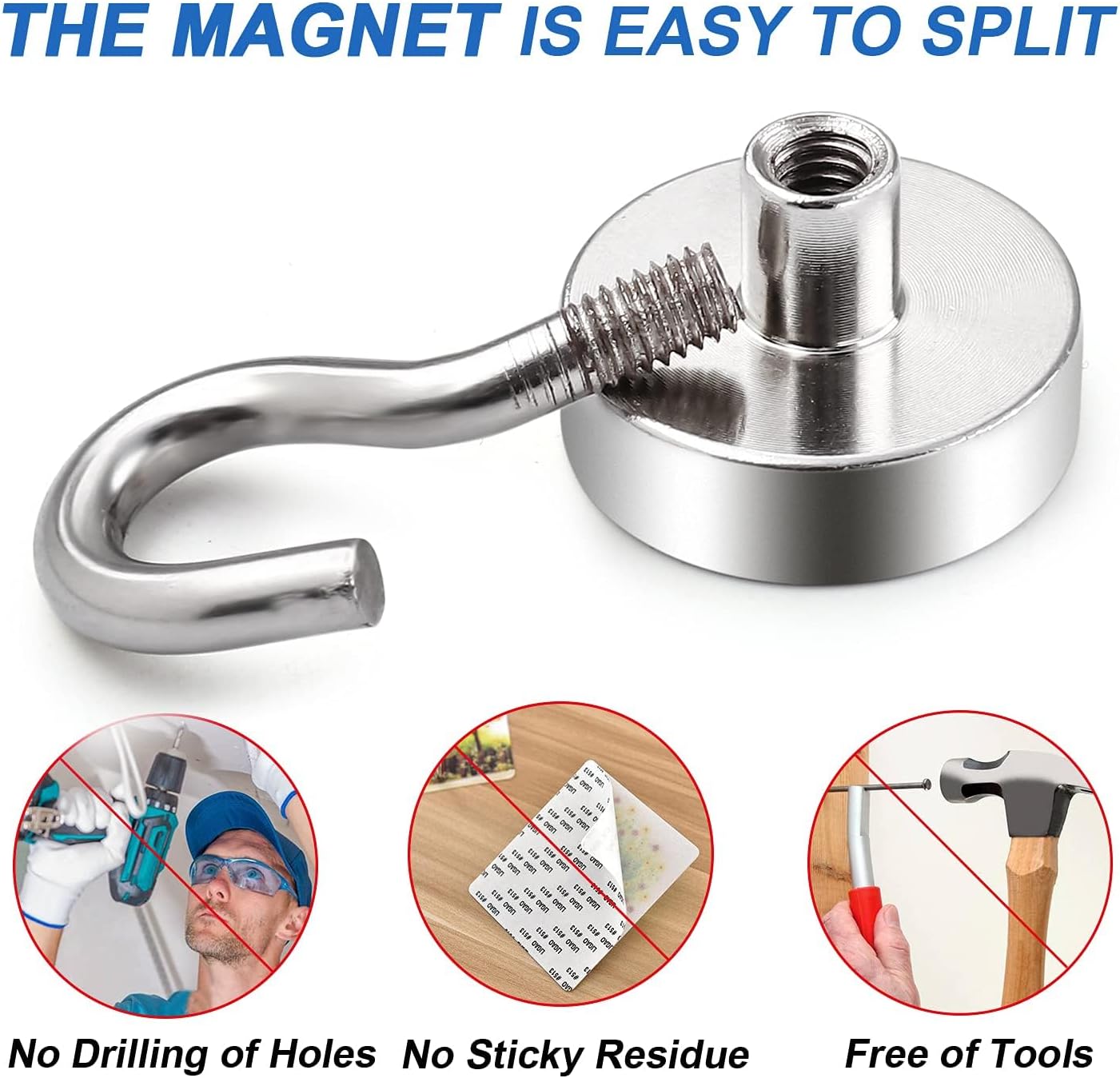 LOVIMAG Magnetic Hooks for Hanging, 30lbs Magnet Hooks for Cruise Ship Essentials, Strong Magnets for Classroom, Rare Earth Magnets with Hooks for Cruise Must Haves, Camper, Locker,Ceiling-15 Pcs