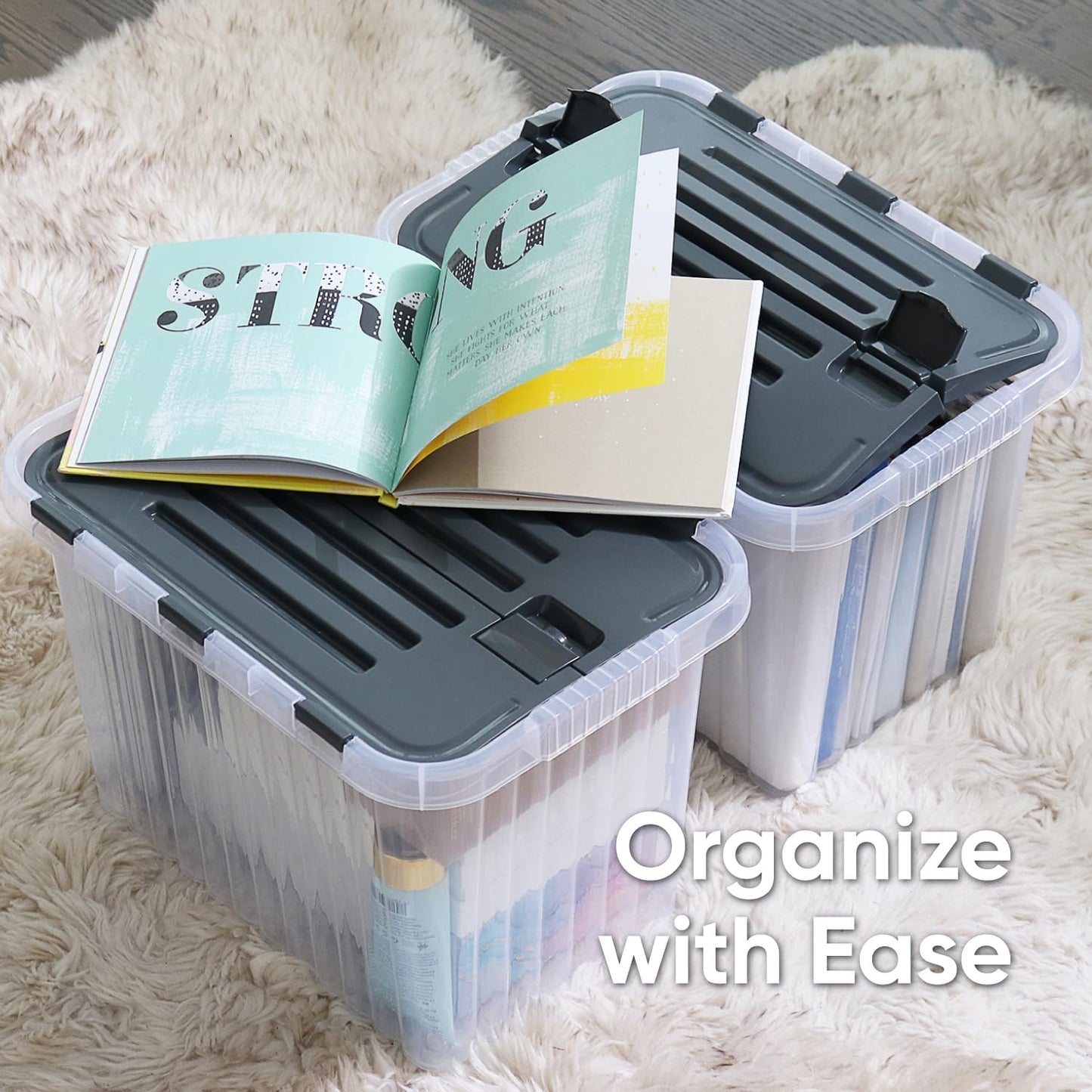Superio 26 L Deep Storage Container with Hinged Lid (4 Pack)