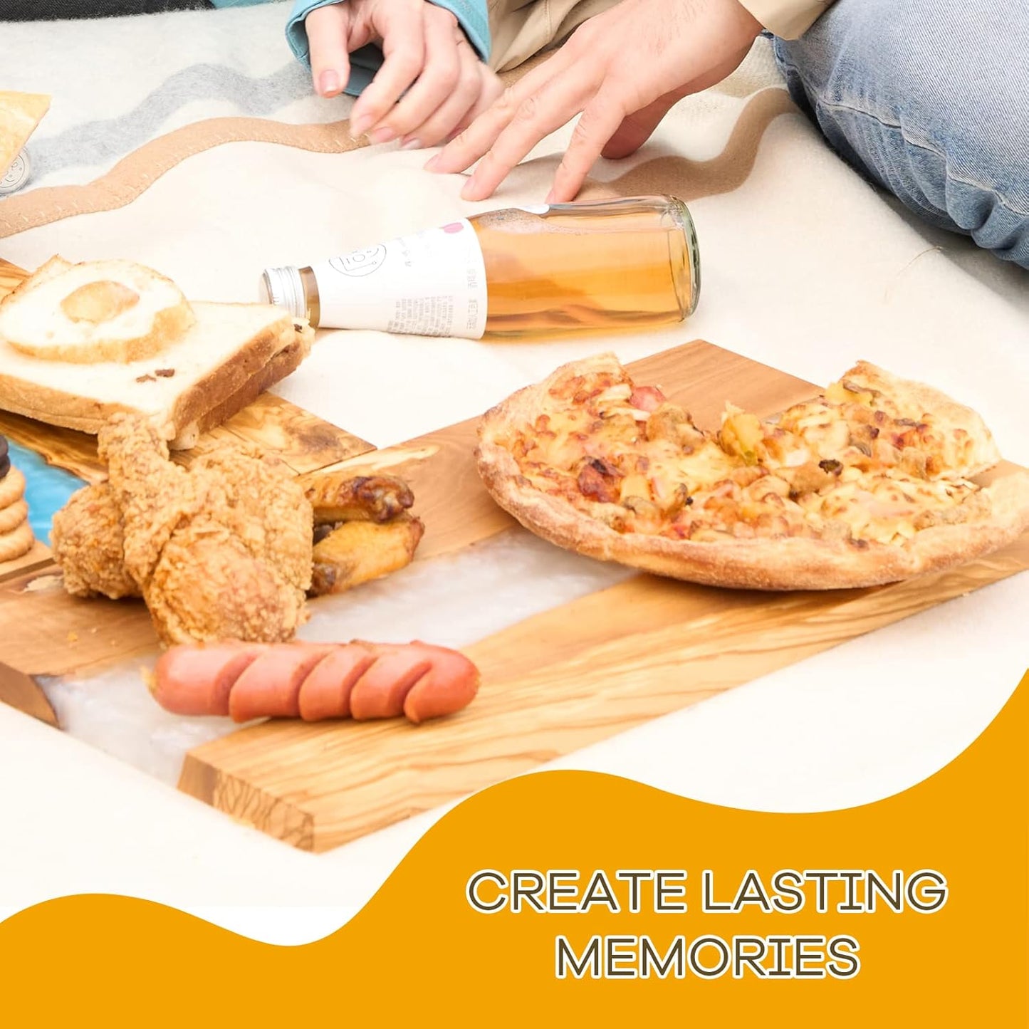 Italian Olive Wood luxury Cheese board with Resin, Charcuterie board, Chopping and Cutting Board for Meat Vegetable & Fruit, Wooden Epoxy Serving Board (White)