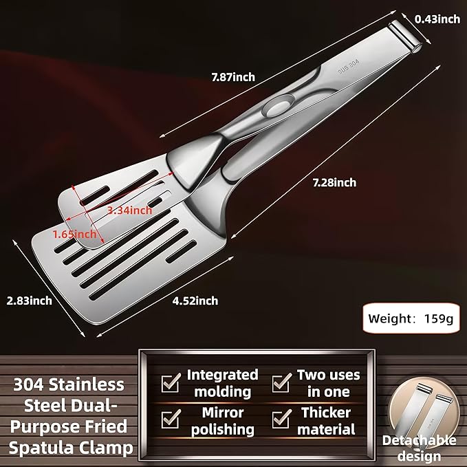 New Kitchen Cooking Tongs, Multifunctional Frying Spatula Features a detachable design, Perfect for Grilling, Cooking, Frying, and Griddling(12.8inch)