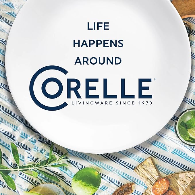 Corelle Vitrelle 18-Piece Service for 6 Dinnerware Set Triple Layer Glass and Chip Resistant, Lightweight Round Plates and Bowls Set, Country Cottage