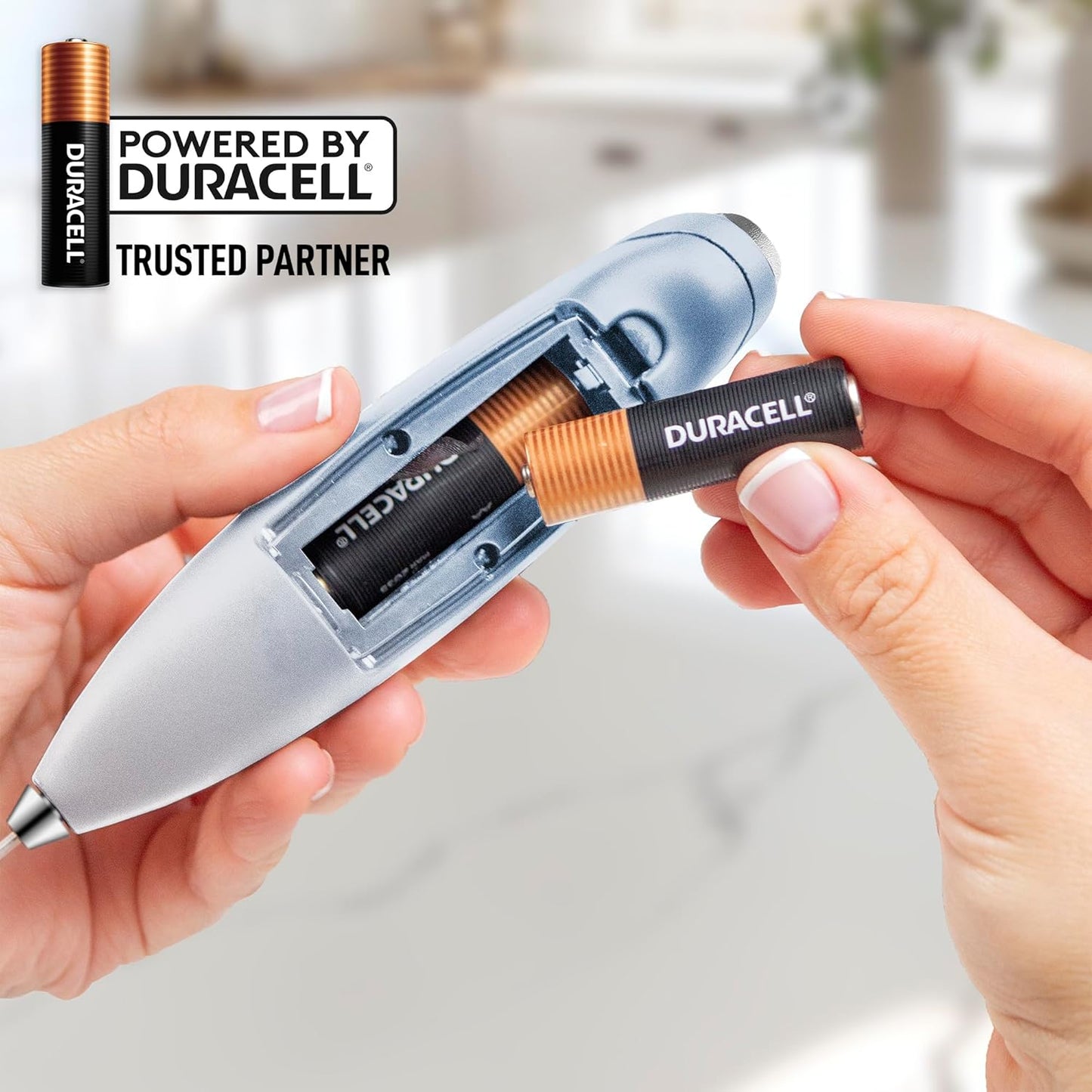 Zulay Kitchen Powerful Milk Frother Wand With 4 AA Duracell Batteries - Ultra Fast Handheld Drink Mixer - Electric Whisk Foam Maker for Coffee, Lattes, Cappuccino, Matcha & Creamer -