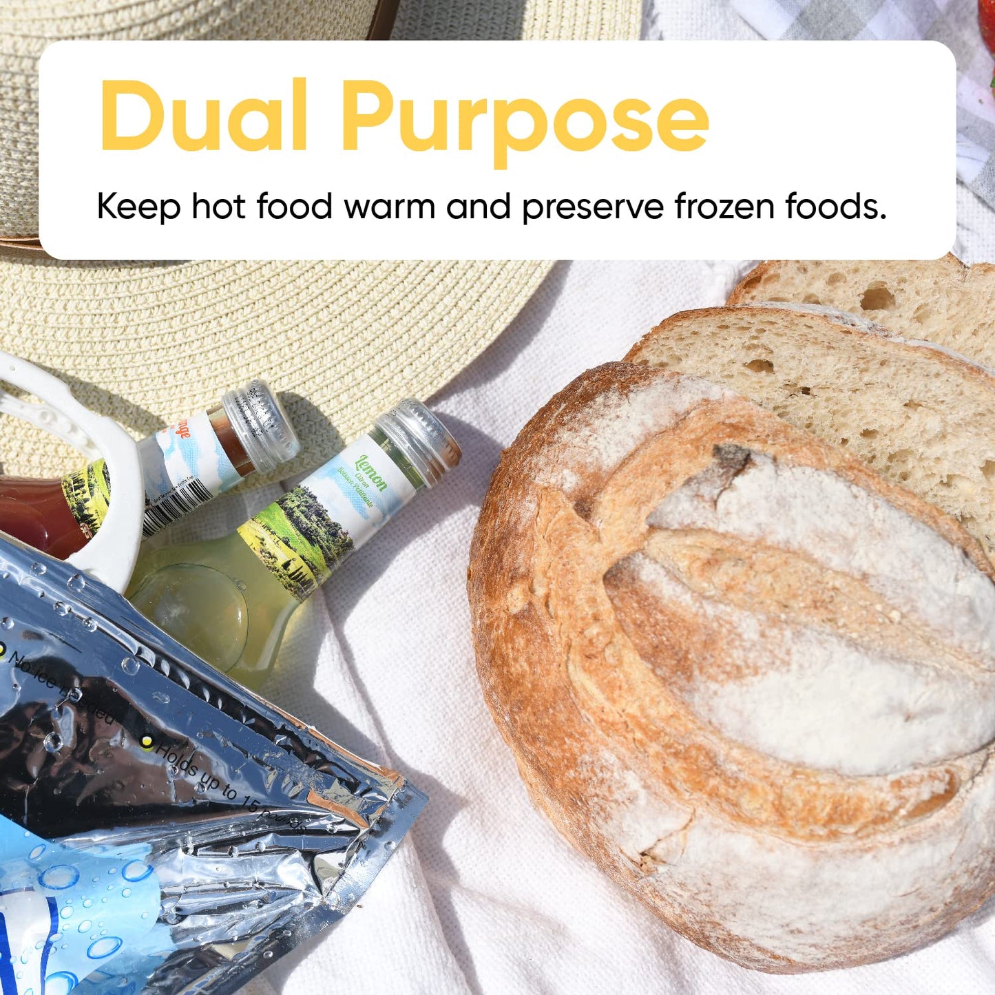 Superio Hot and Cold Insulated Bags for Food Delivery, Grocery Shopping Bags, Food Storage for Hot and Frozen Food for Travel, Disposable Cooler Bag, Reinforced Thermal Lunch Bag (1, 12"x13.5")