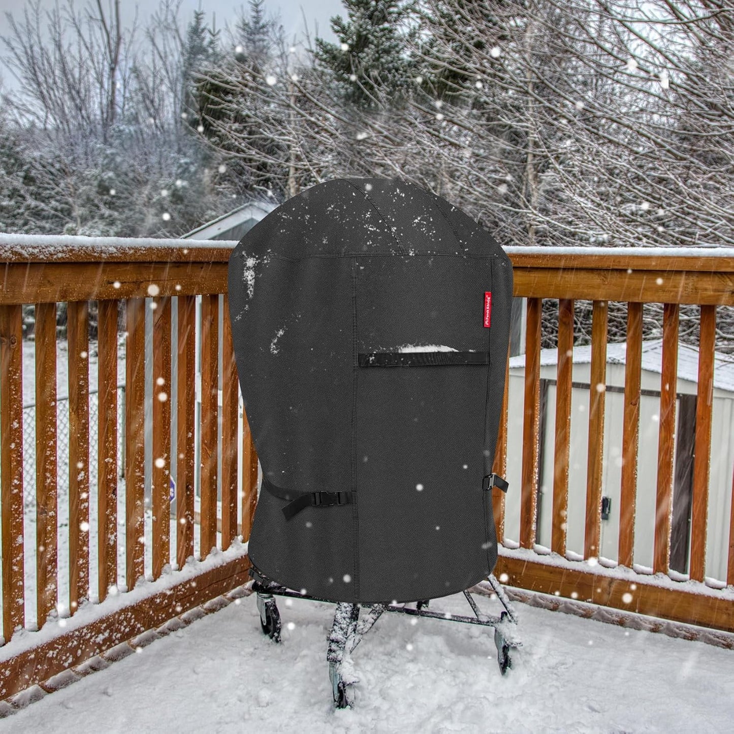 Porch Shield Outdoor Charcoal Kettle Grill Cover 18 inch Waterproof 600D Round Smoker Cover Fits Most Kettle Grill 23" Dia x 33" H, Black