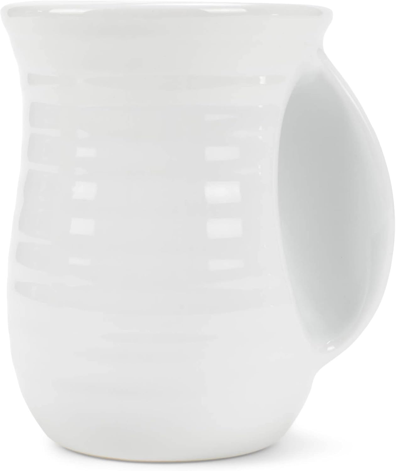Elanze Designs Ribbed 14 ounce Ceramic Stoneware Handwarmer Mugs Set of 4, White