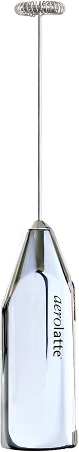 Aerolatte Steam-Free Milk Frother, Polished-Chrome Finish,18/8 Stainless Steel Whisk, BPA-Free Plastic Housing, Batteries Include