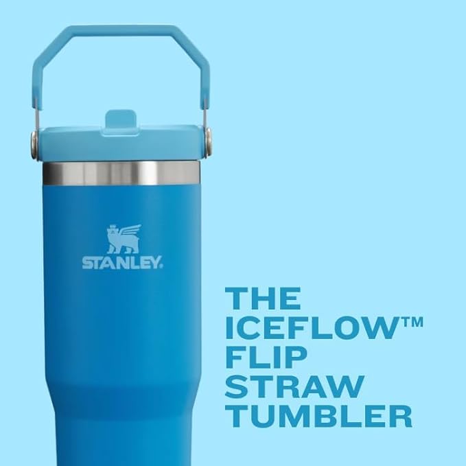 STANLEY IceFlow 2.0 Flip Straw Tumbler with Handle 30 oz | Twist On Lid and Flip Up Straw | Leak Resistant Water Bottle | Insulated Stainless Steel | BPA-Free | Dew Drop