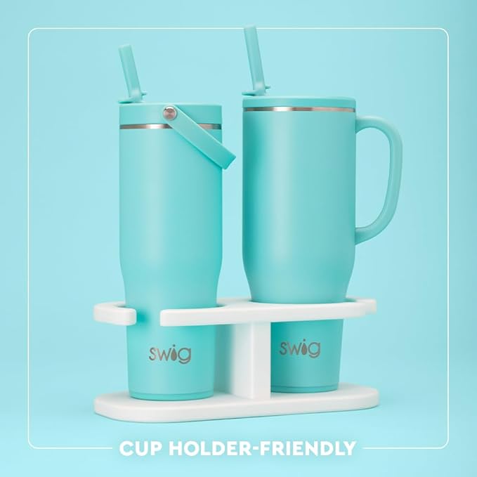 Swig Life 40oz Leak Proof Mega Mug, 40oz Leak Proof Tumbler with Handle and Straw, Extra Large Insulated Tumblers, Cup Holder Friendly Travel Mug, Reusable Leakproof Water Bottle (Lemon Meringue)