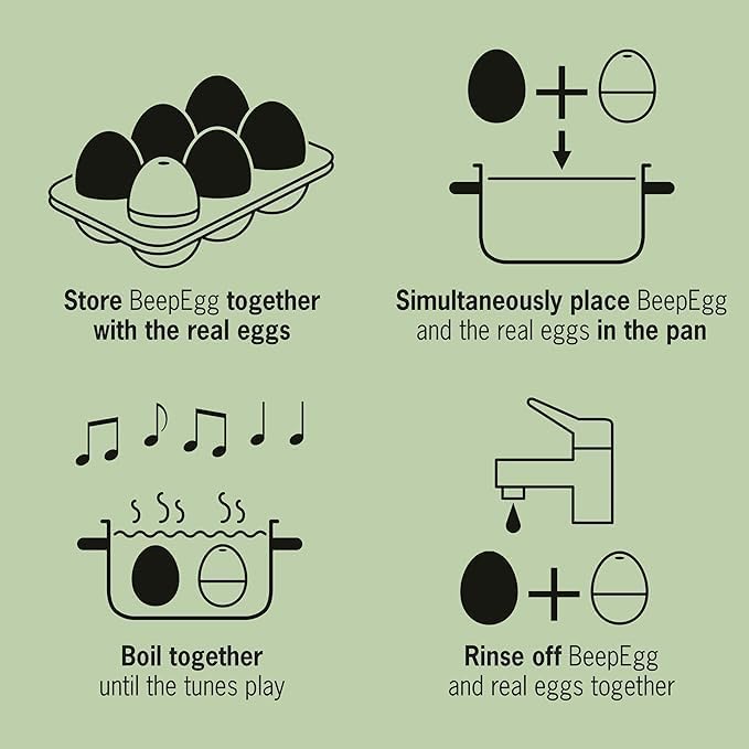 Good Vibes BeepEgg - Singing Floating Egg Timer – Boil Together with The Eggs - Egg Cooker for 3 Levels of doneness - BeepEgg with 3 melodies - Funny Musical Egg Timer - Brainstream