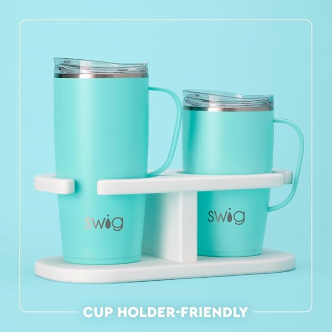 Swig Life 18oz Travel Mug, Insulated Tumbler with Handle and Lid, Travel Coffee Mug, Cup Holder Friendly, Stainless Steel 18 oz Tumbler, Reusable Insulated with Lid (Mystique)