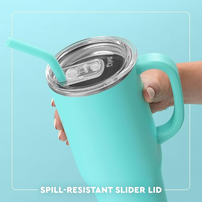 Swig Life 40oz Mega Mug, 40 oz Tumbler with Handle and Straw, Cup Holder Friendly, Dishwasher Safe, Extra Large Insulated Tumbler, Stainless Steel (Pickleball)