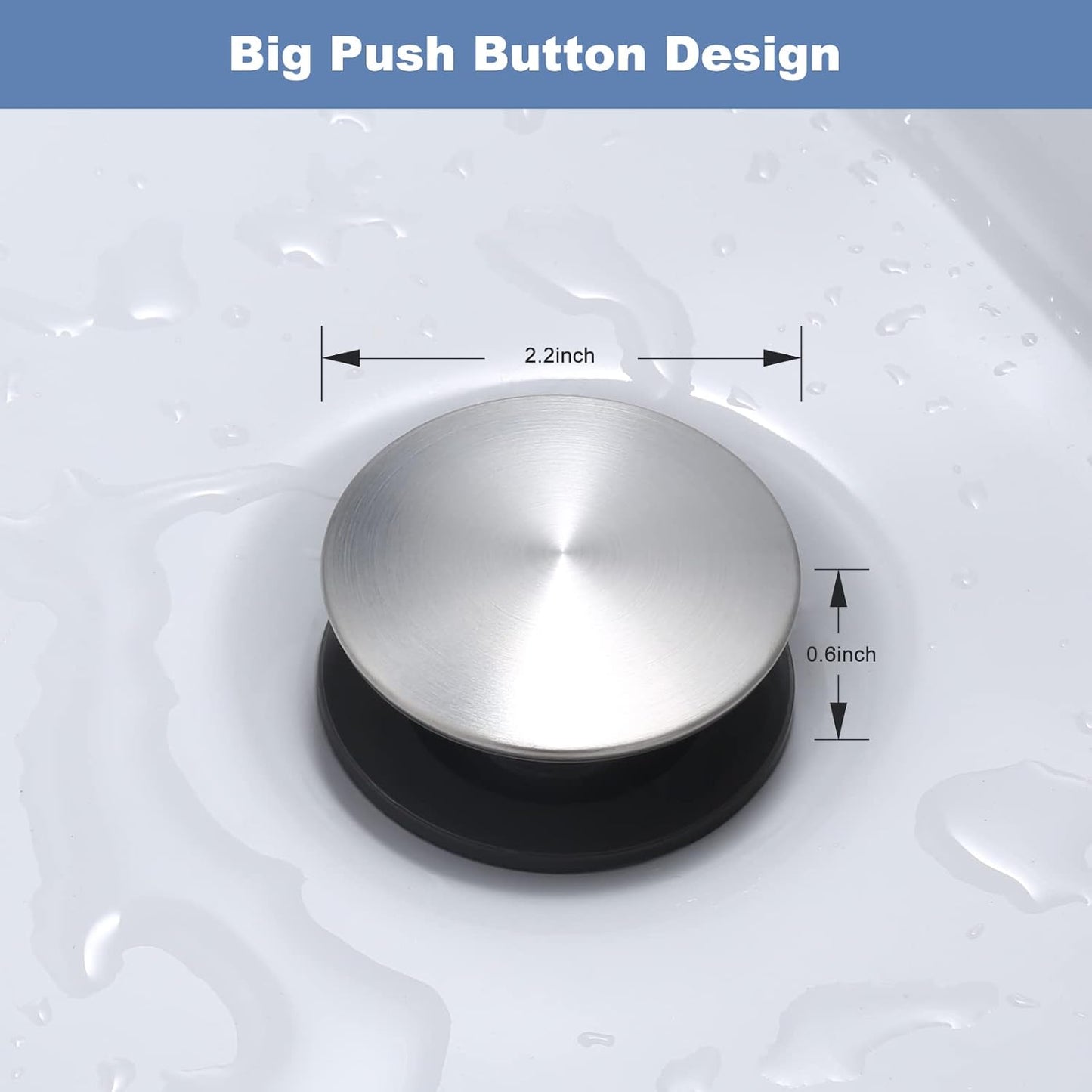 ARCORA Bathroom Sink Drain Brushed Nickel Pop Up Drain with Overflow Vanity Vessel Sink Clicker Drain Stopper