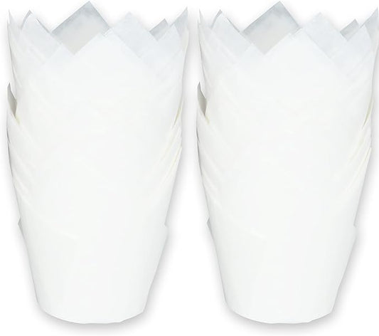 500 pcs Large size White Tulip Baking Cups 2-1/4"(Base diameter) x 4"(Wall height) Greaseproof paper baking cupcake Muffin liners