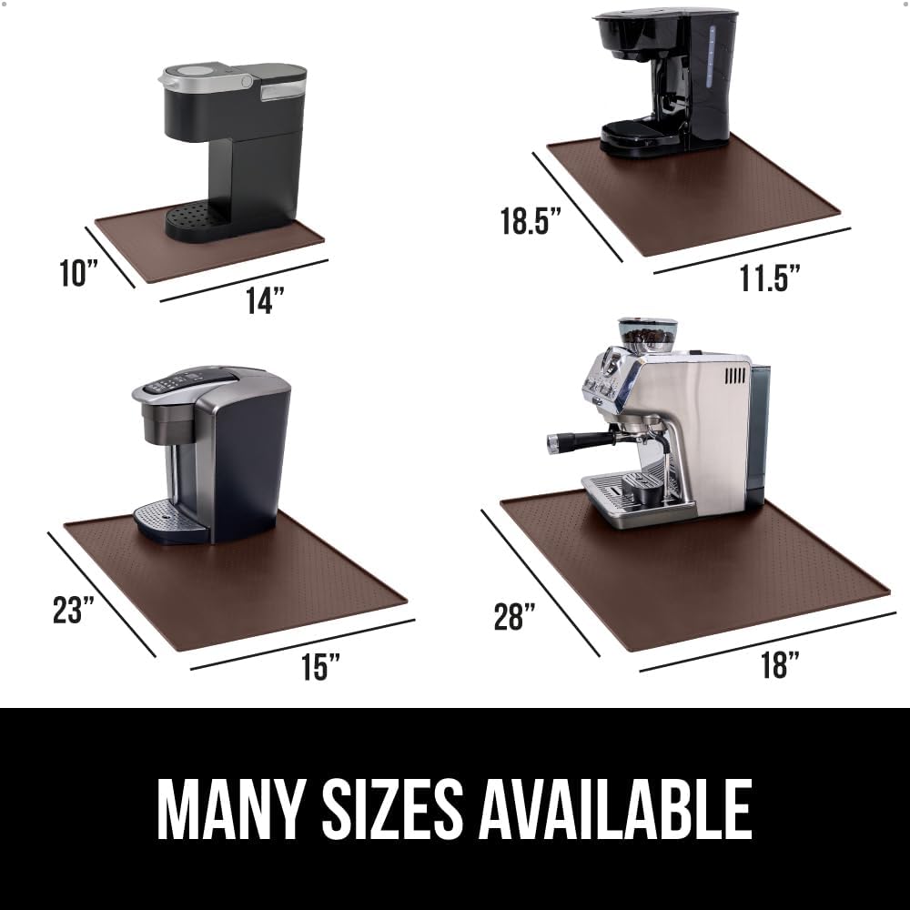 GORILLA GRIP Silicone Coffee Mat, 18x28, Espresso Drink Bar Station Accessories, Waterproof Heat-Resistant Dish Drying Mats, Stay in Place on Kitchen Counter, Home Kitchen Decor Essentials, Brown