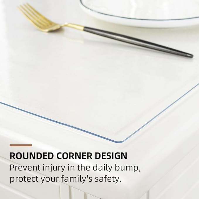 Warmstar Clear Table Cover Protector 16 x 36 Inch,1.5mm Thick Plastic Table Cover Rectangle,PVC Clear Table Protector,Desk Protector Mat for Kitchen, Dresser, Writing Desk，Dining Room Table