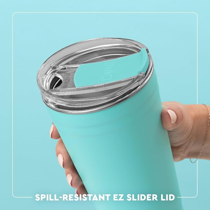 Swig Life 24oz Party Cup, Stackable Insulated Travel Coffee Tumbler with EZ Slider Lid, Cup Holder Friendly, Stainless Steel 24 oz Tumbler, Reusable Coffee Mug (Errbody Lake)
