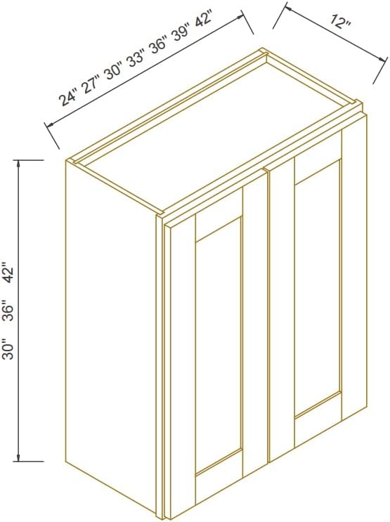 Wall-Mounted Cabinet – Solid Wood Shaker Style Medicine Cabinet with Adjustable Shelves & Soft-Close Doors for Bathroom, Kitchen, and Office Storage (Grey, 36" W x 12" D x 30" H)