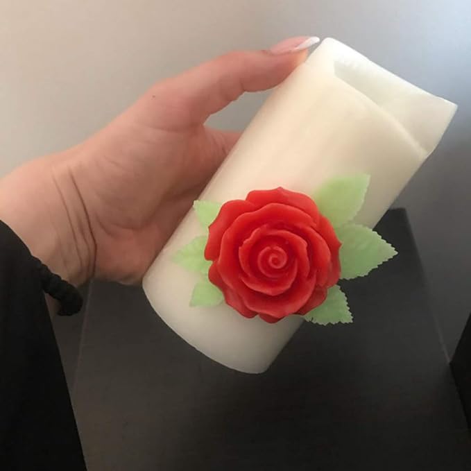 OBTANIM 2 Pcs Bloom 3D Rose Flower Fondant Silicone Molds for Chocolate Cake Soap Candy Pastry Dessert