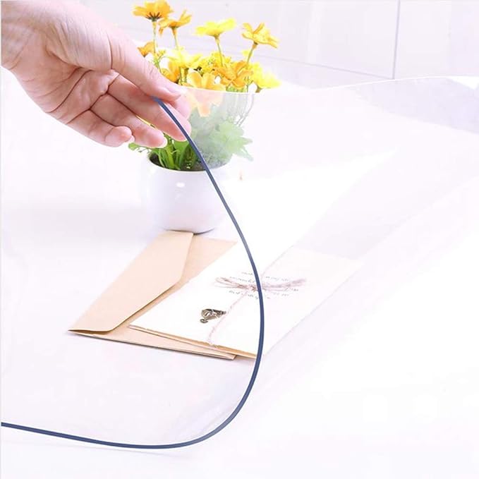 NECAUX Custom 23.6 x 86.6 Inch Clear Table Cover Protector, 1.5mm Thick Water Resistant Plastic Non-Slip Protective Table Pad Decorative Tablecloth for Dining Table, Trainning Table, Conference Table
