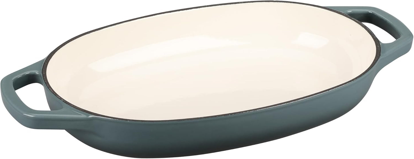 Enameled Cast Iron Dutch Oven Pot with Lid, Oval Dutch Oven for Bread Baking, Bread Oven for Homemade Sourdough Bread Baking, 5qt, Slateblue