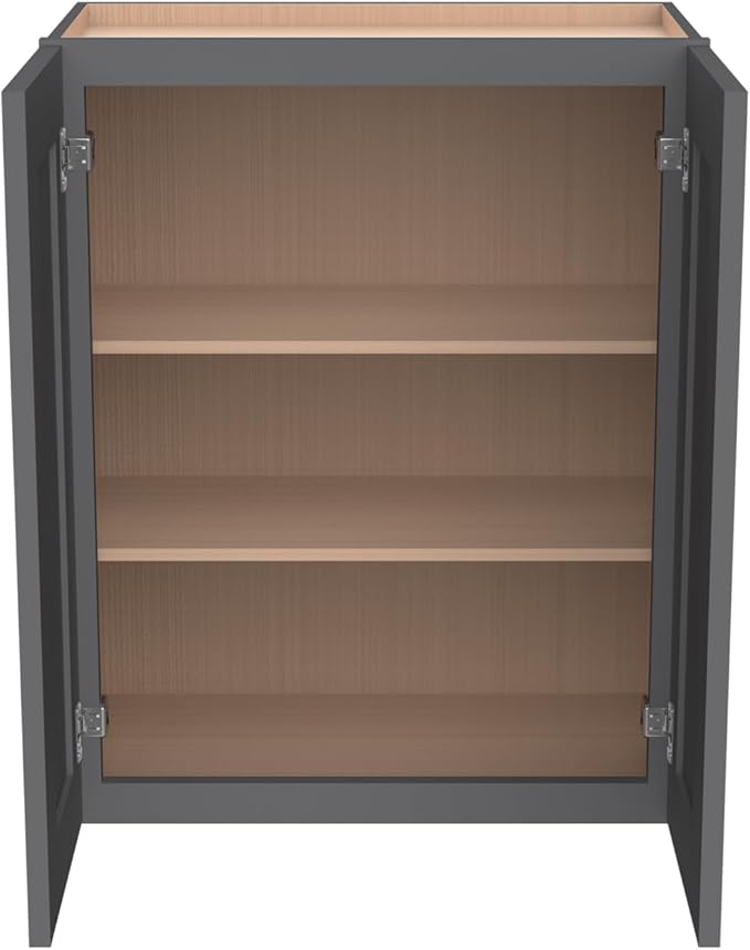Wall-Mounted Cabinet – Solid Wood Shaker Style Medicine Cabinet with Adjustable Shelves & Soft-Close Doors for Bathroom, Kitchen, and Office Storage (Pebble Gray, 39" W x 12" D x 36" H)