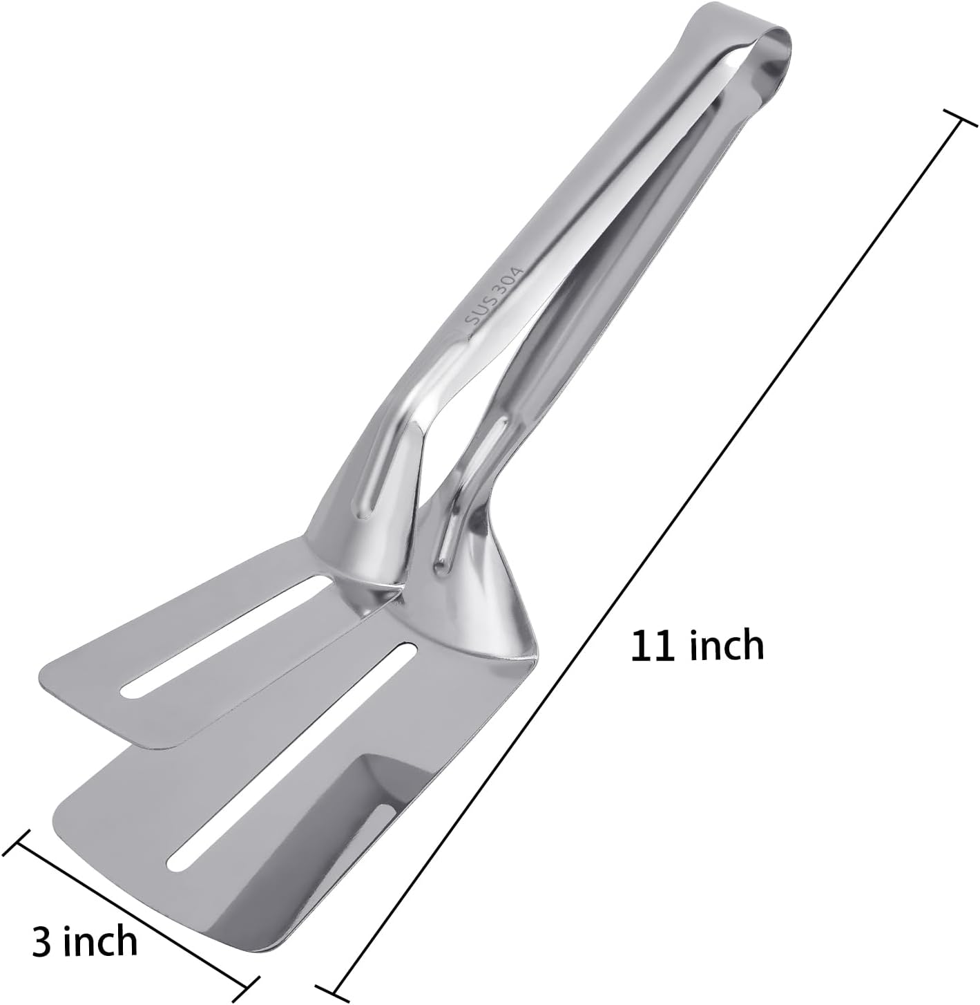 Steak Clamps, 3-in-1 Cooking Tong, Double Sided Spatula, 11 inch Multifunctional Stainless Steel Food Flipping Spatula Tongs Clip for Beefsteak Bread Hamburger BBQ Meats Pizza Pies Bread Fish (1 Pack)