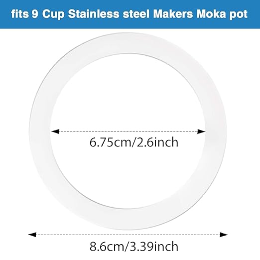 Moka Express Replacement Funnel Kit, 3 Packs Gasket Seals, 1 Stainless Steel Funnel with 1 Pack Stainless Filter (9-Cup)