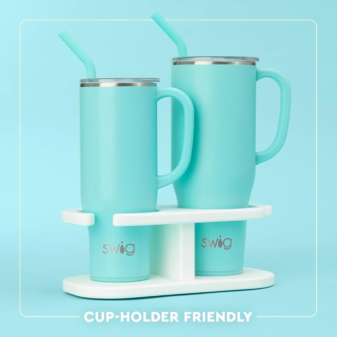 Swig Life 30oz Mega Mug, 30 oz Tumbler with Handle and Straw, Cup Holder Friendly, Dishwasher Safe, Extra Large Insulated Tumbler, Stainless Steel Water Bottle (Christmas Crew)