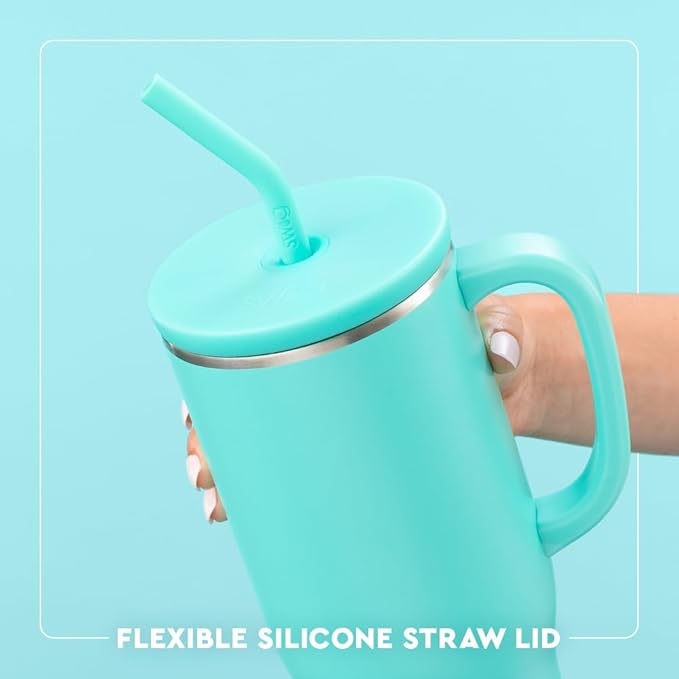 Swig Life 30oz Mega Mug, 30 oz Tumbler with Handle and Straw, Cup Holder Friendly, Dishwasher Safe, Extra Large Insulated Tumbler, Easter Basket Stuffers, Easter Gifts for Women (Bunny Trail)
