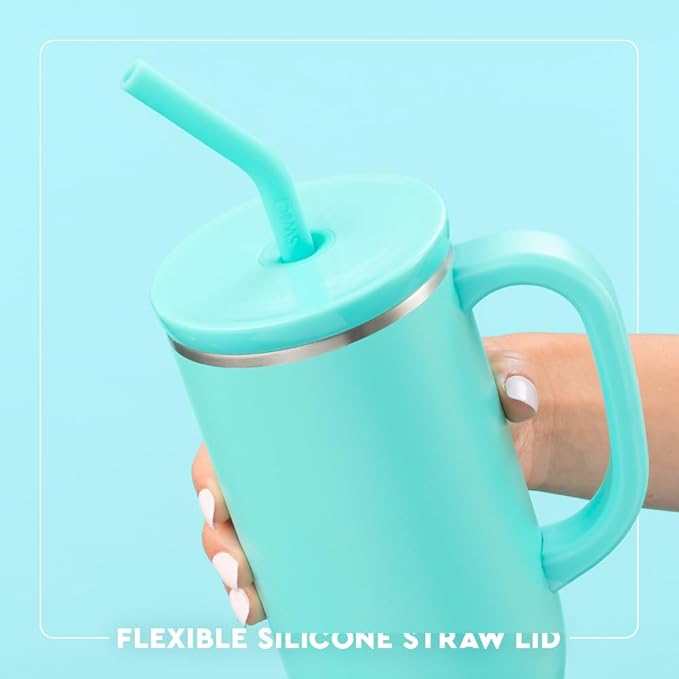 Swig Life 30oz Mega Mug, 30oz Tumbler with Handle and Straw, Large Insulated Tumblers, Cup Holder Friendly Travel Mug, Stainless Steel 30 oz Tumbler, Reusable Insulated Water Bottle (Sea Swirl)