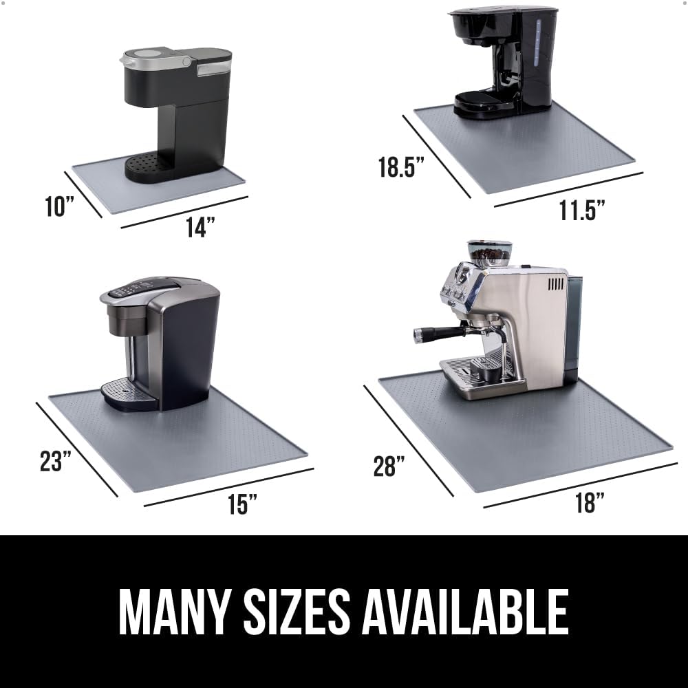 GORILLA GRIP Silicone Coffee Mat, 18x28, Espresso Drink Bar Station Accessories, Waterproof Heat-Resistant Dish Drying Mats, Stay in Place on Kitchen Counter, Home Kitchen Decor Essentials, Gray