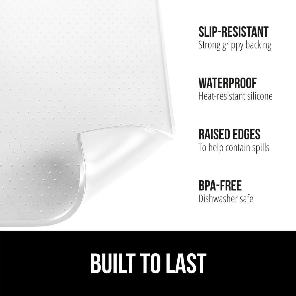 GORILLA GRIP Silicone Coffee Mat, 18x28, Espresso Drink Bar Station Accessories, Waterproof Heat-Resistant Dish Drying Mats, Stay in Place on Kitchen Counter, Home Kitchen Decor Essentials, White