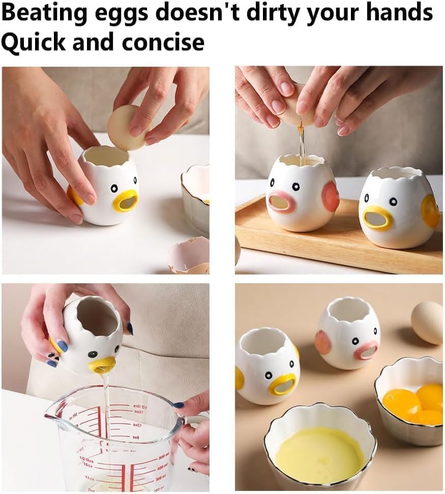 Ceramic Cute Egg Separator, Mini Egg White and Yolk Separator, Practical Kitchen Small Egg Filter Splitter, Kitchen Gadget Baking Assistant Tool, Dishwasher Safe (Pink)