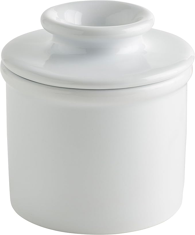 Butter Bell - The Original Butter Bell Crock by L. Tremain, a Countertop French Ceramic Butter Dish Keeper for Spreadable Butter, French Ceramic Butter Dish Keeper, Specialty - Classic White