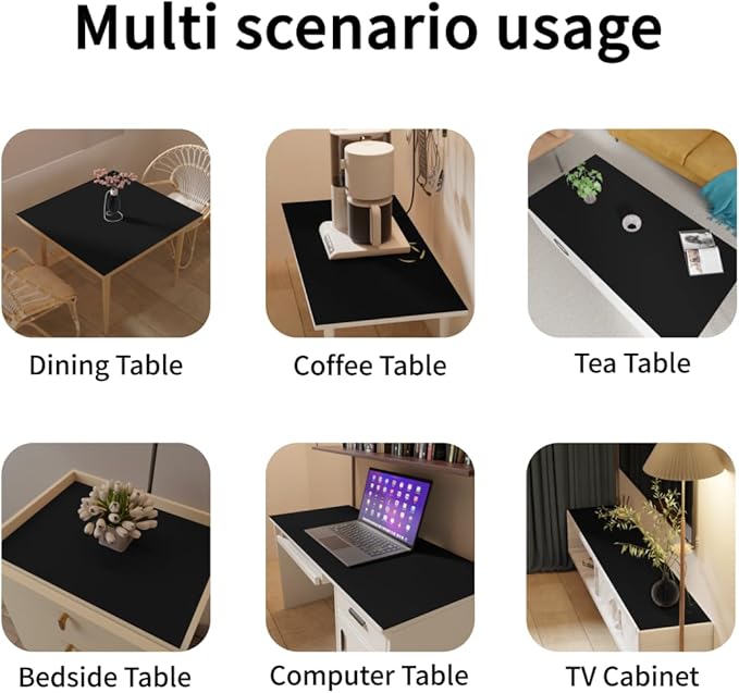 Table Protector Pad for Dining Room Table - Can Be Used On Both Sides Waterproof and Easy to Clean Good Flatness Used for Dining Table(Black+Gray 46x96)