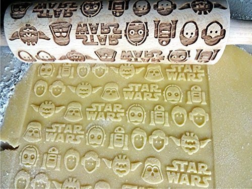 STAR ROLLING PIN WOODEN EMBOSSING ROLLING PIN for homemade cookies