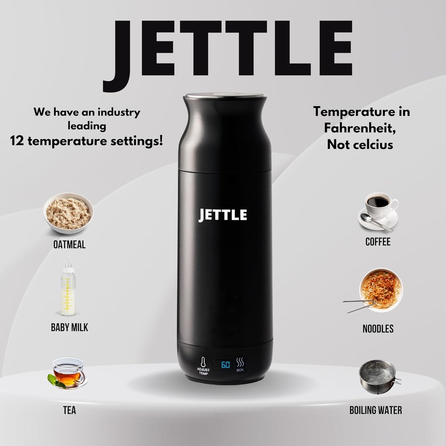 Electric Kettle - Travel Portable Heater for Coffee Tea Milk Soup - Stainless Steel Travel Water Boiler tea pot with Temperature Control - LED - Automatic Power Off - 450ml - Kitchen Appliance