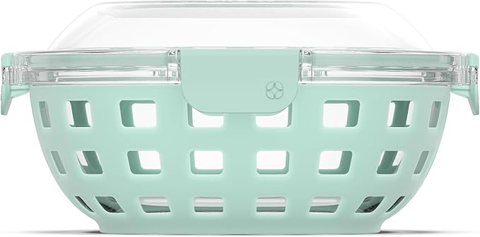Ello Duraglass Meal Prep Container- Glass Food Storage Container with Silicone Sleeve and Airtight BPA-Free Plastic Lid, Dishwasher, Microwave, and Freezer Safe