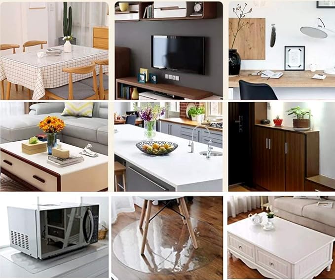 NECAUX Custom Multisize 1.5mm Thick Frosted PVC Table Cover - 36 x 54 Inch Protector for Dining Room, Desk, Coffee Table