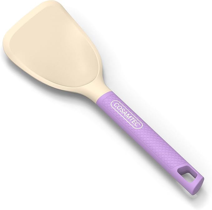 Silicone Small Spatula for Cooking Flexible Beveled Turner with Solid Inner Core and Heat Resistant Nylon Handle Ideal Spatula for Non-Stick Cookware