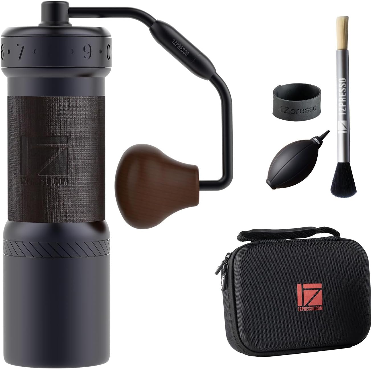 1Zpresso K-Ultra Manual Coffee Grinder Iron Gray with Carrying Case, Assembly Consistency Grind Stainless Steel Conical Burr, Foldable Handle, Numerical External Adjustable Setting, All-Round Grinder