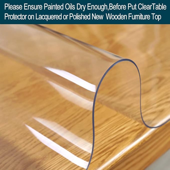 Wood Furniture Table Protector Cover Clear Plastic Tablecloth PVC Protector for Office Meeting Desk Topper Wipeable Waterproof Vinyl Rolled Wedding Birthday Party Table Protector Mat Pad Pads 42x100