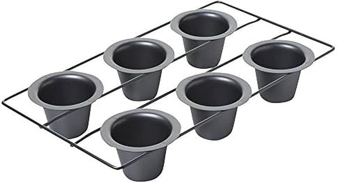 Chicago Metallic 6-Cup Popover Pan, Heavyweight Aluminized Steel with Nonstick Coating, Ideal for Yorkshire Pudding, Muffins, and Popovers